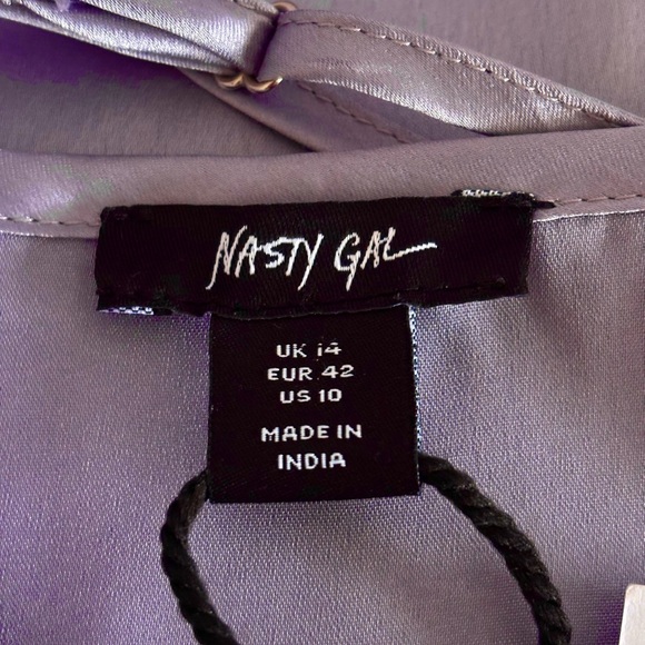 Nasty Gal Lilac Satin Cowl Neck Mini Dress Size 10 - Picture 10 of 13